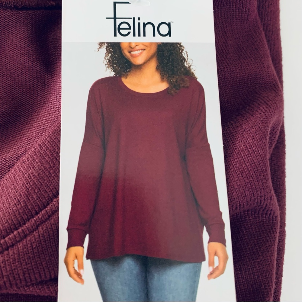 Felina Long Sleeve Top NWT Oversized Wine Color Super Soft